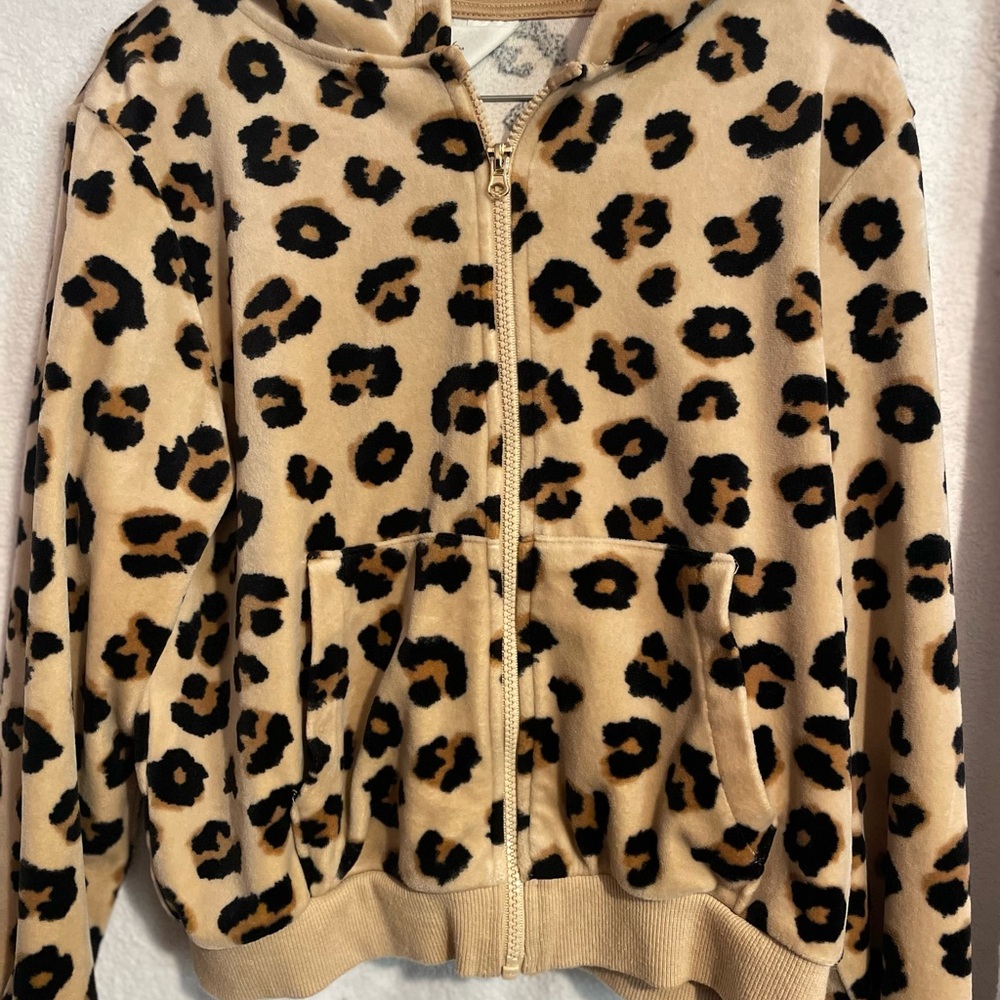 H&M Tan Leopard Print and Pink Kids Hooded Sweatshirt
